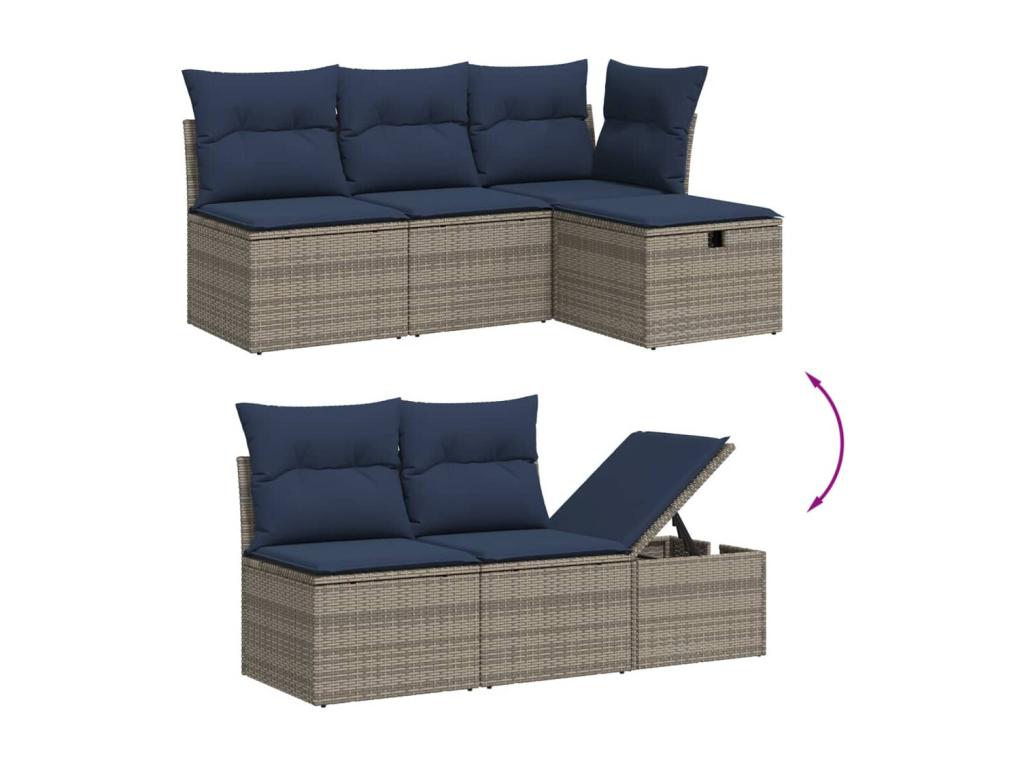 6-piece garden furniture set with grey resin wicker cushions YCFD86615