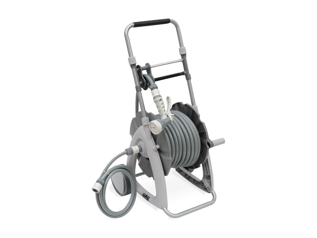 30m hose reel on wheels - hose reel with garden hose - fitting and spray gun included LTDJ36728