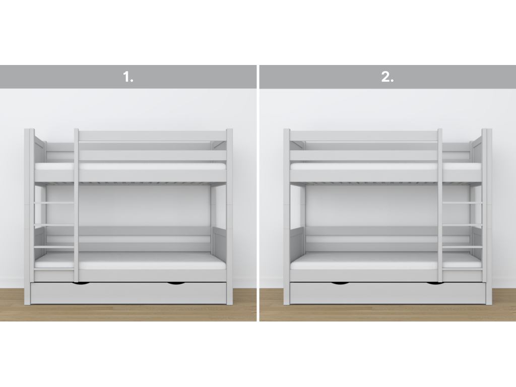 Wooden bunk bed - with drawer N02 Grey 120x200 JFBB29941