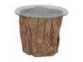 Teak and glass coffee table 50x40 cm NFKR54358