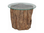 Teak and glass coffee table 50x40 cm NFKR54358