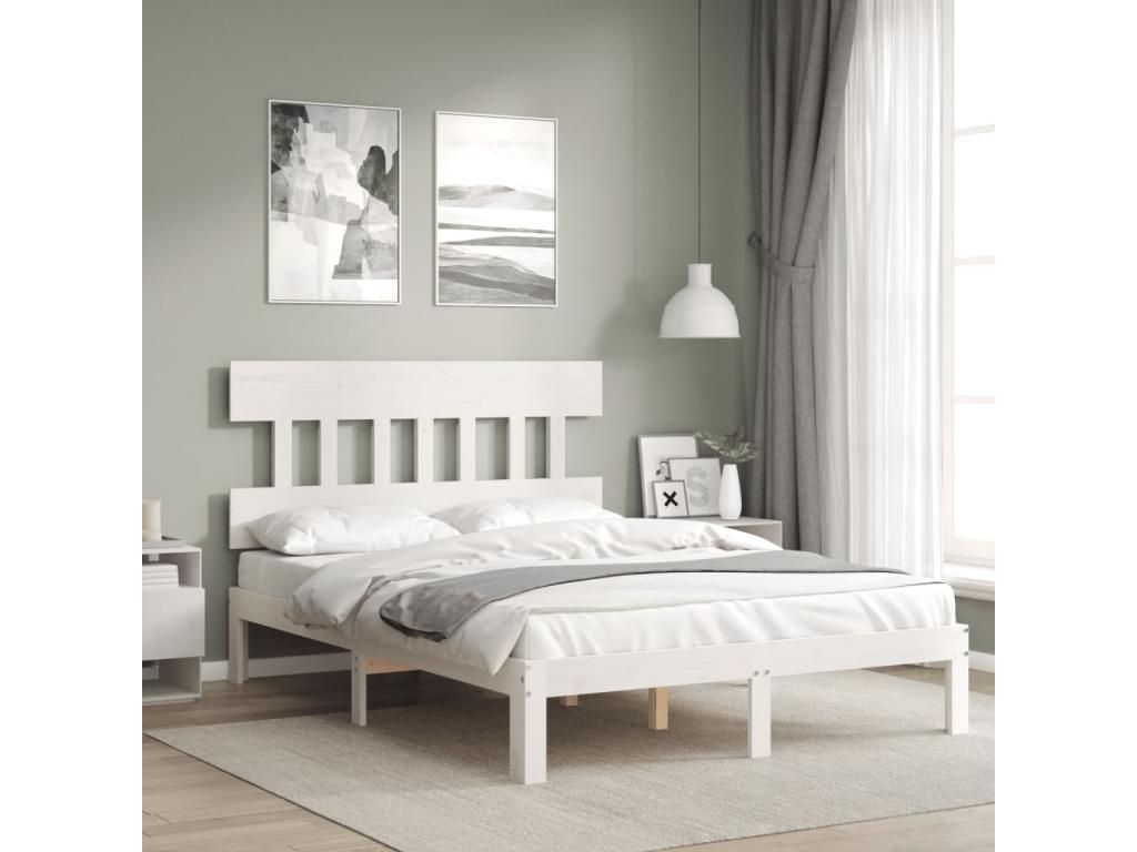 Bed frame without mattress white 140x190 cm solid pine wood YWJJ17329