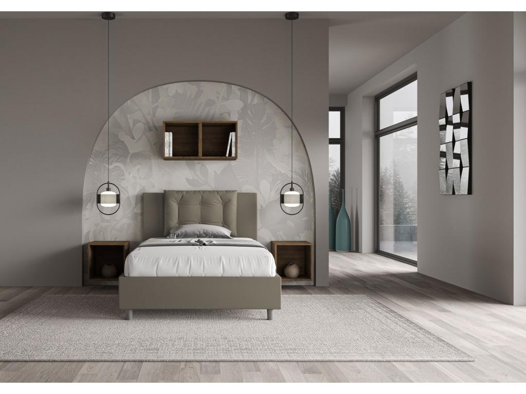 Single bed without slatted base, upholstered, 120x200 cm, cappuccino faux leather, Laviecasa JFWW68872