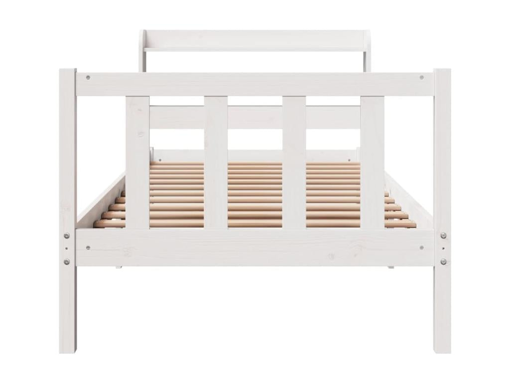Bed frame without mattress, white, 100x200 cm, solid pine wood, PVYC75235