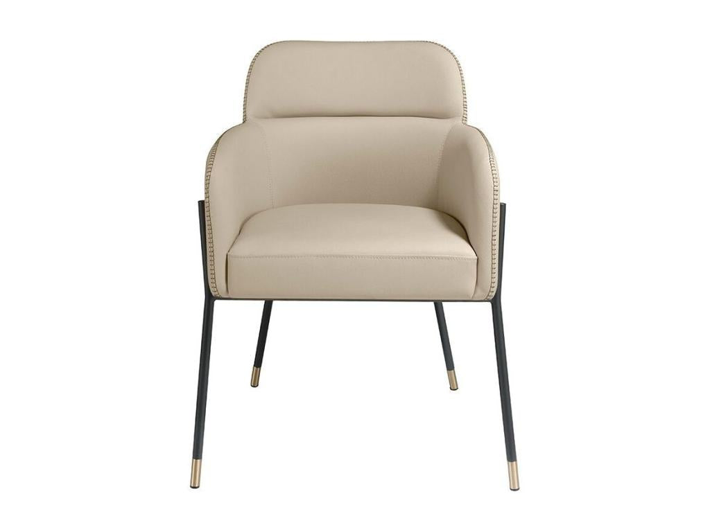 Leo-Color Laviecasa 16 BMKU58231 chair in beige faux leather and eco-leather with steel legs