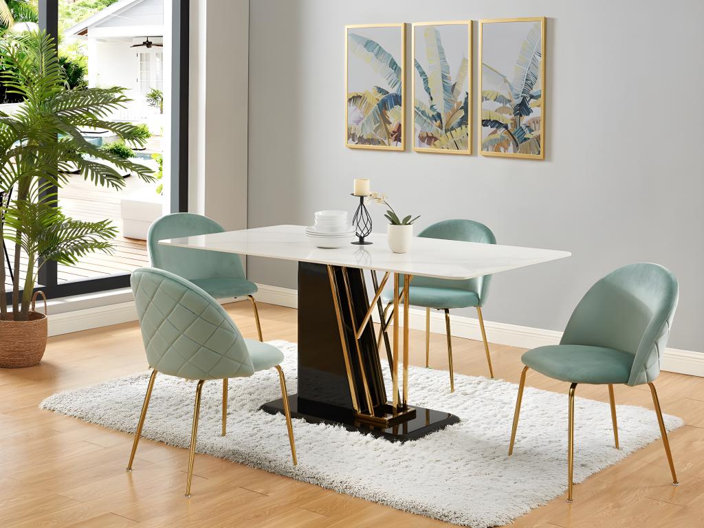 Set of 2 chairs - Velvet and gold stainless steel - Sage green - Laviecasa JAGR99625