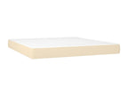 Upholstered bed base with mattress and LED lighting, Cream, 160x200 cm, Fabric DWXL79555