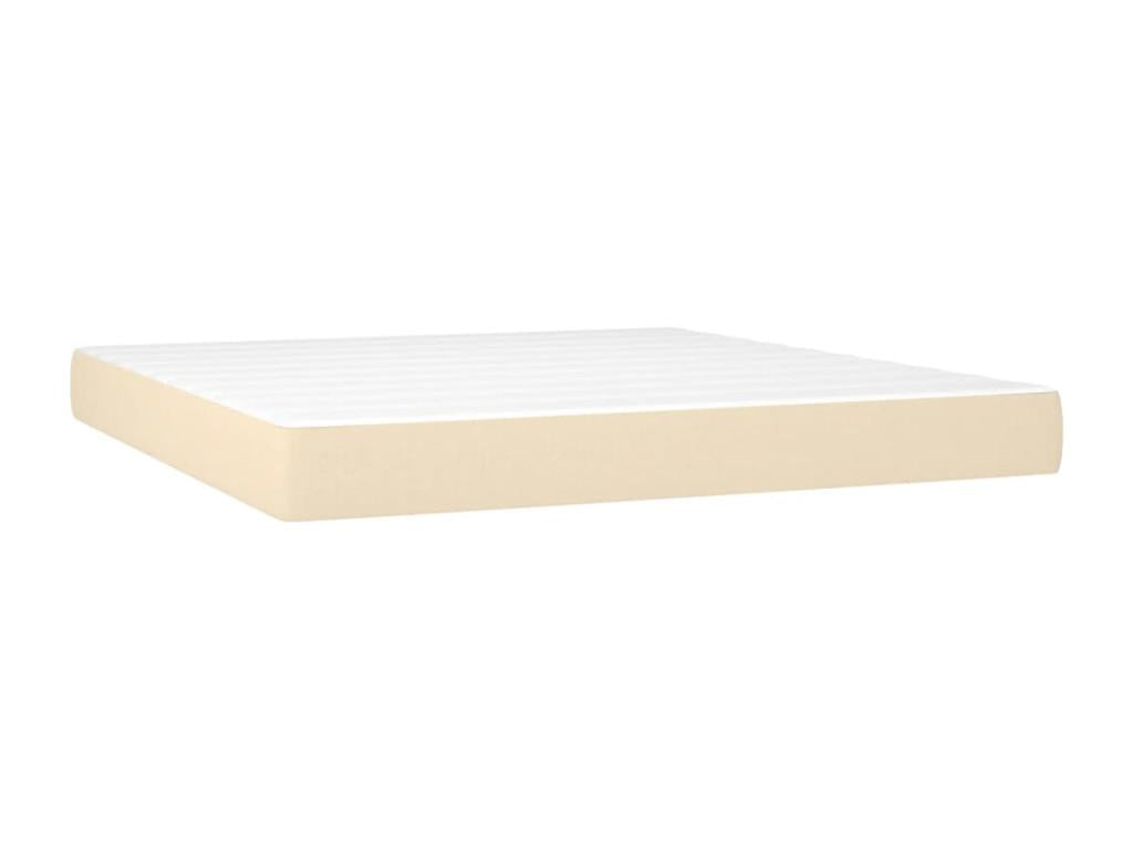 Upholstered bed base with mattress and LED lighting, Cream, 160x200 cm, Fabric DWXL79555