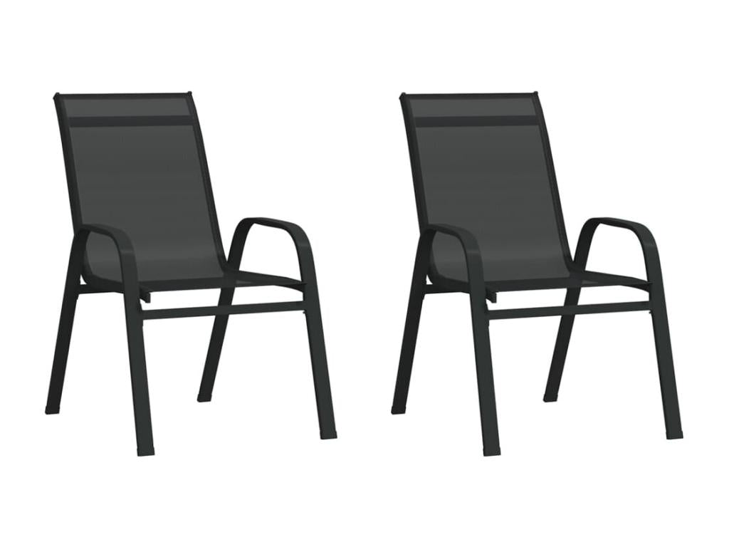 Stackable garden chairs, set of 2, black textilene fabric AAHF97246