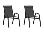 Stackable garden chairs, set of 2, black textilene fabric AAHF97246