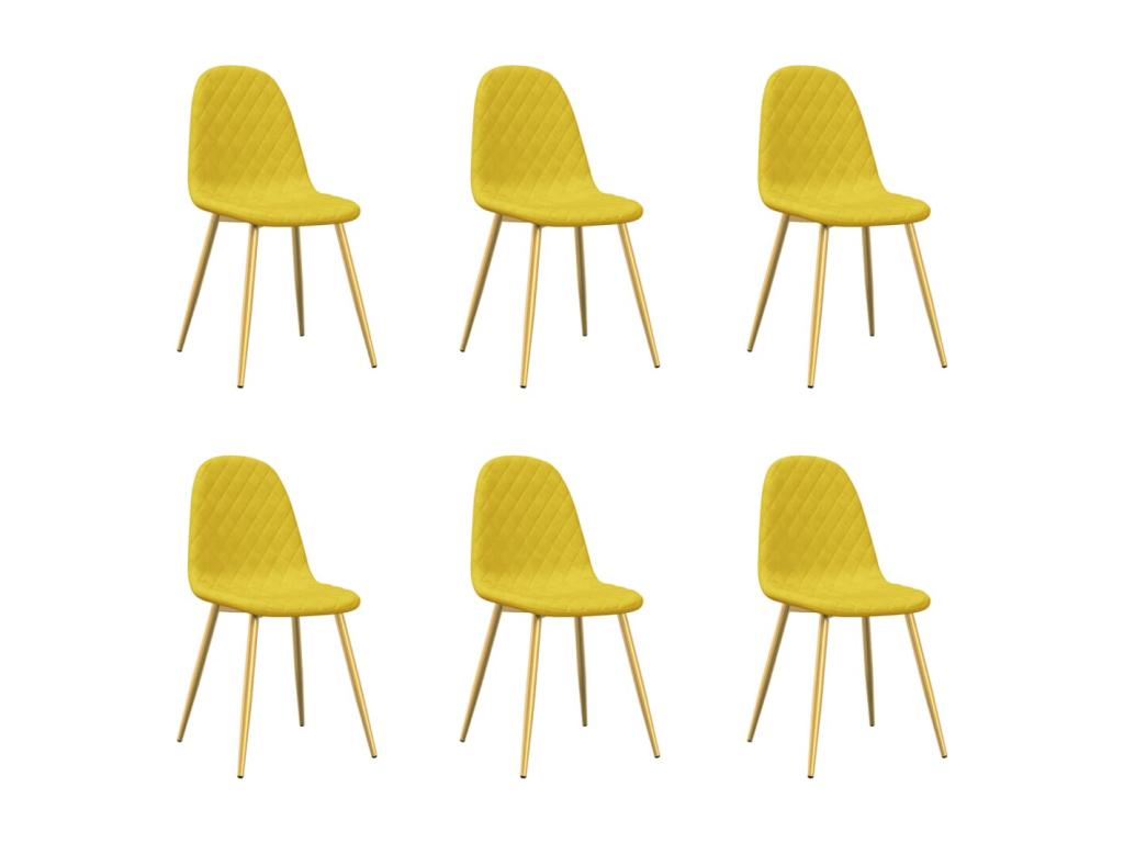 Dining chairs, set of 6, mustard yellow velvet, KMLM64751