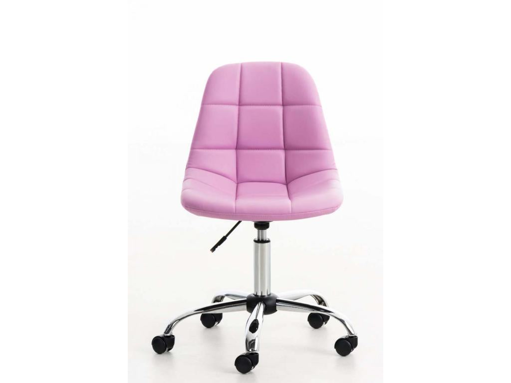 Office chair - Faux leather / Chrome metal - Pink - Meubiana