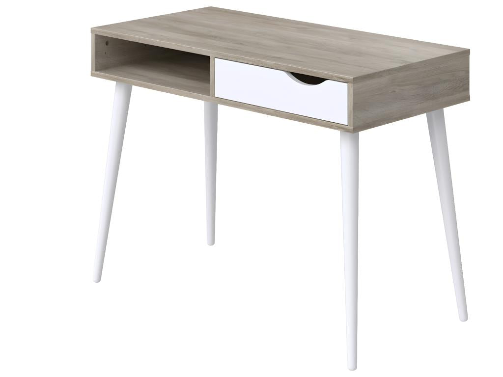 Melamine desk in oak/white effect - Length 100 x Depth 50 x Height 75 cm