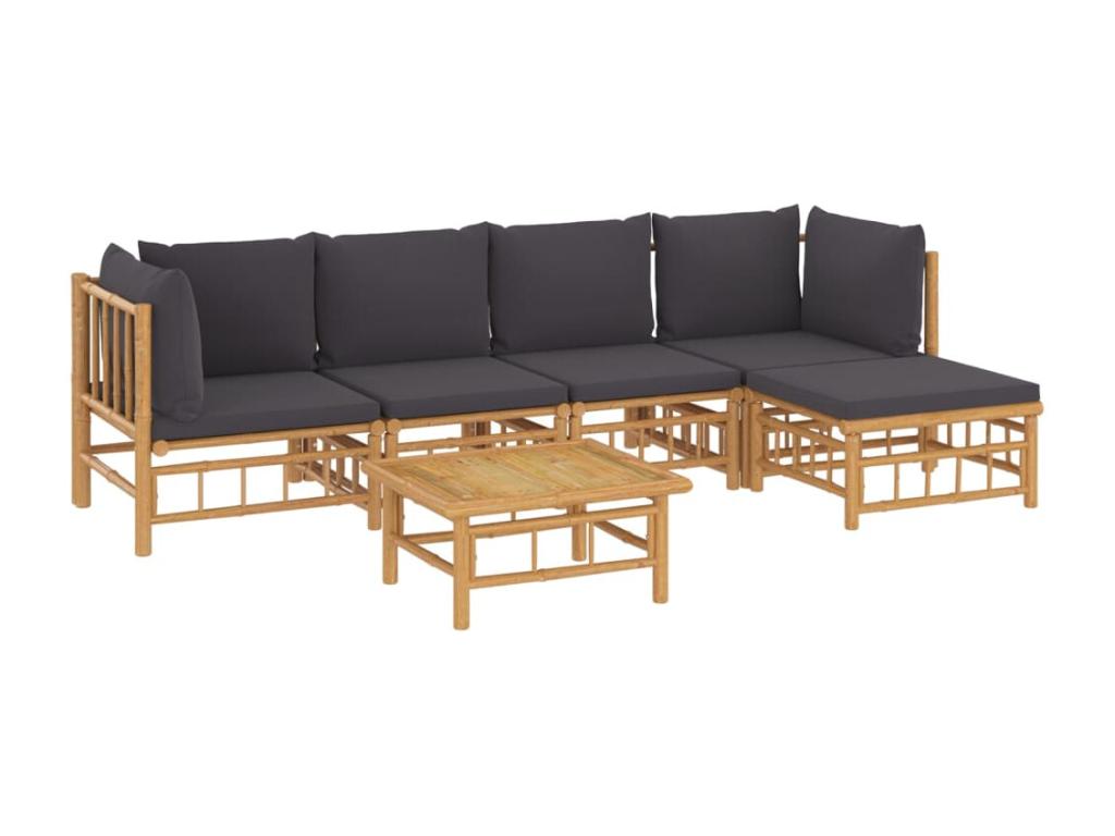 Laviecasa YDRU56862 6-piece garden furniture set with dark grey cushions