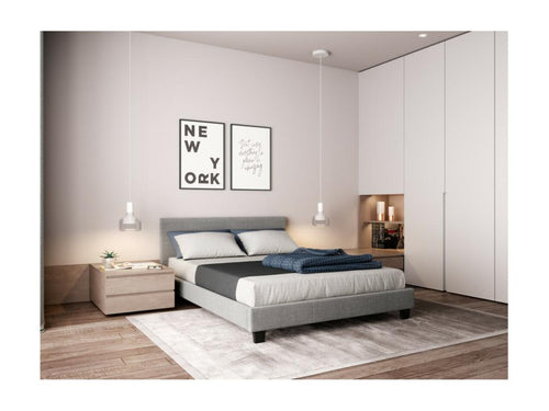 Laviecasa bed frame with headboard and slatted base in fabric - Light Grey Width - 140 cm TPES76779