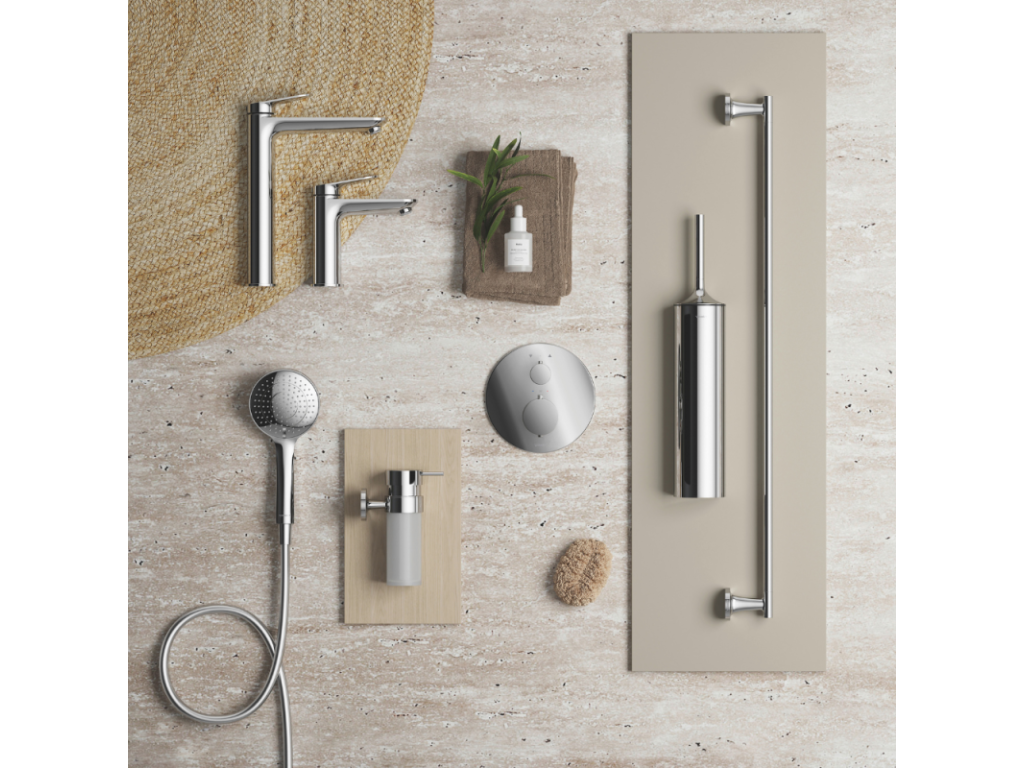 Meubiana 2-outlet concealed tap face without diverter, polished chrome finish