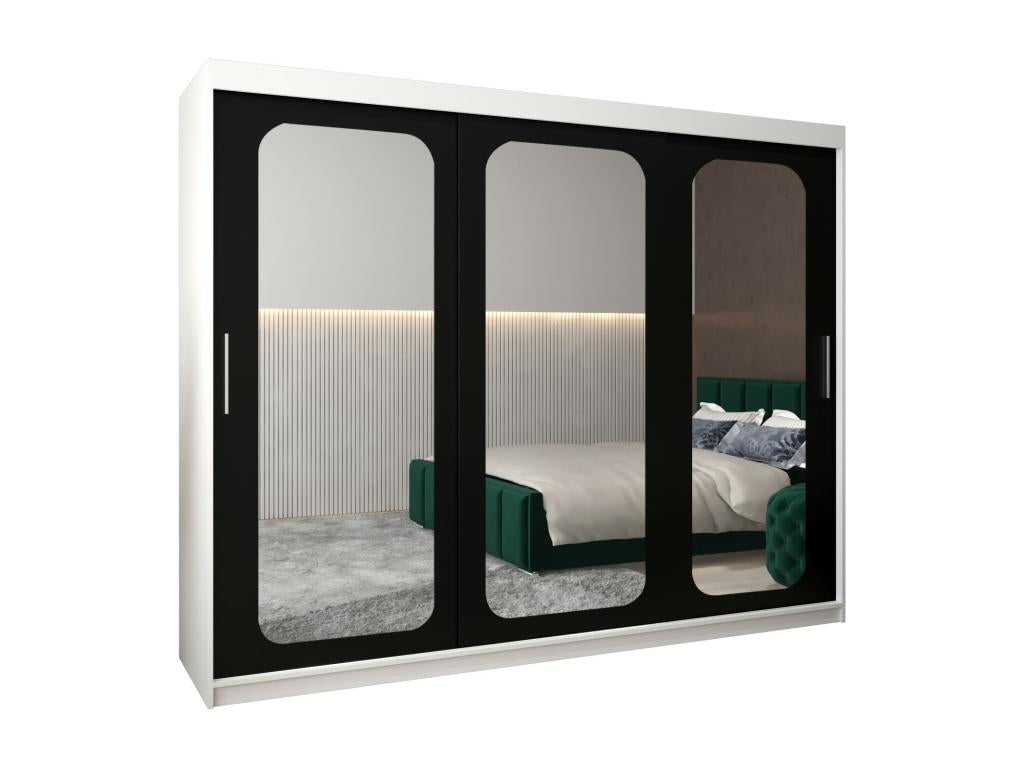 Laviecasa T3 Sliding Door Wardrobe 200/250/62 3 Doors White/Black PGQJ15252