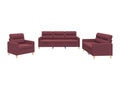 3-piece sofa set with cushions, burgundy red fabric
