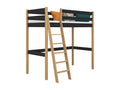 Wooden loft bed N03 Black / Natural Oak 100x190