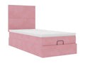 Ottoman bed frame with pink velvet mattress 100x200 cm