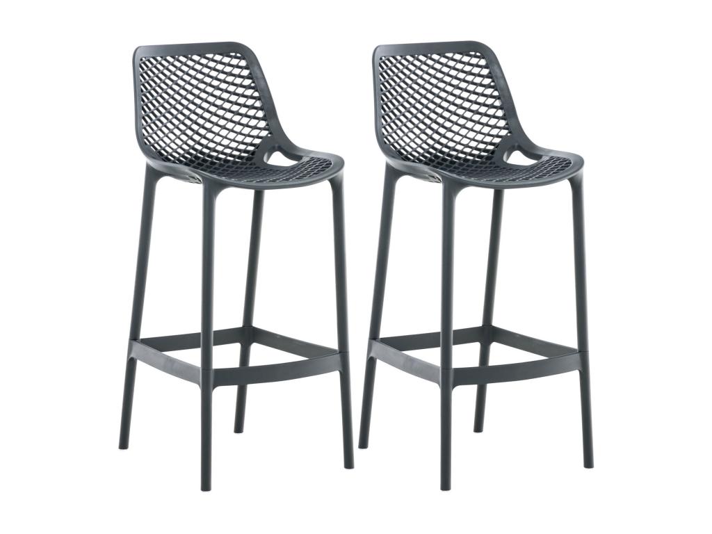 Set of 2 Bar Stools - Plastic / Plastic - Dark Grey - Air IWUJ26535