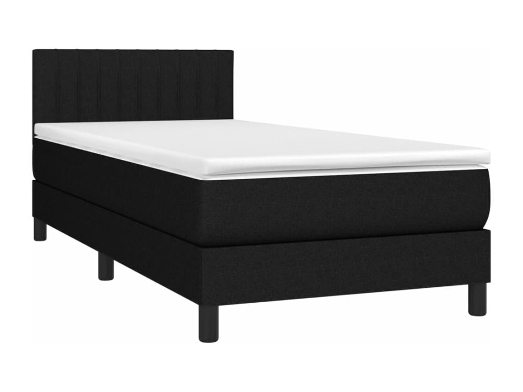 Upholstered bed base with mattress, black, 100x200 cm, fabric