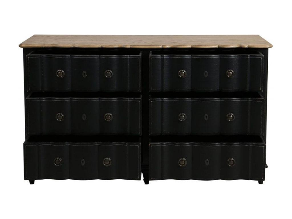 Black Wood Double Crossbow Chest of Drawers - Laviecasa Manor ULTD53646