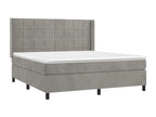 Upholstered bed base and mattress, light grey, 180x200cm, velvet, FHUC88864