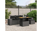 6-piece garden furniture set with cushions, black woven resin IDMW54428