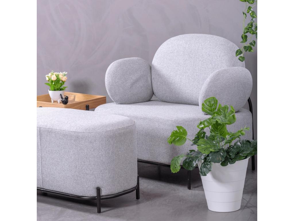 Minimalist 1-seater sofa with armrests - Light - Grey