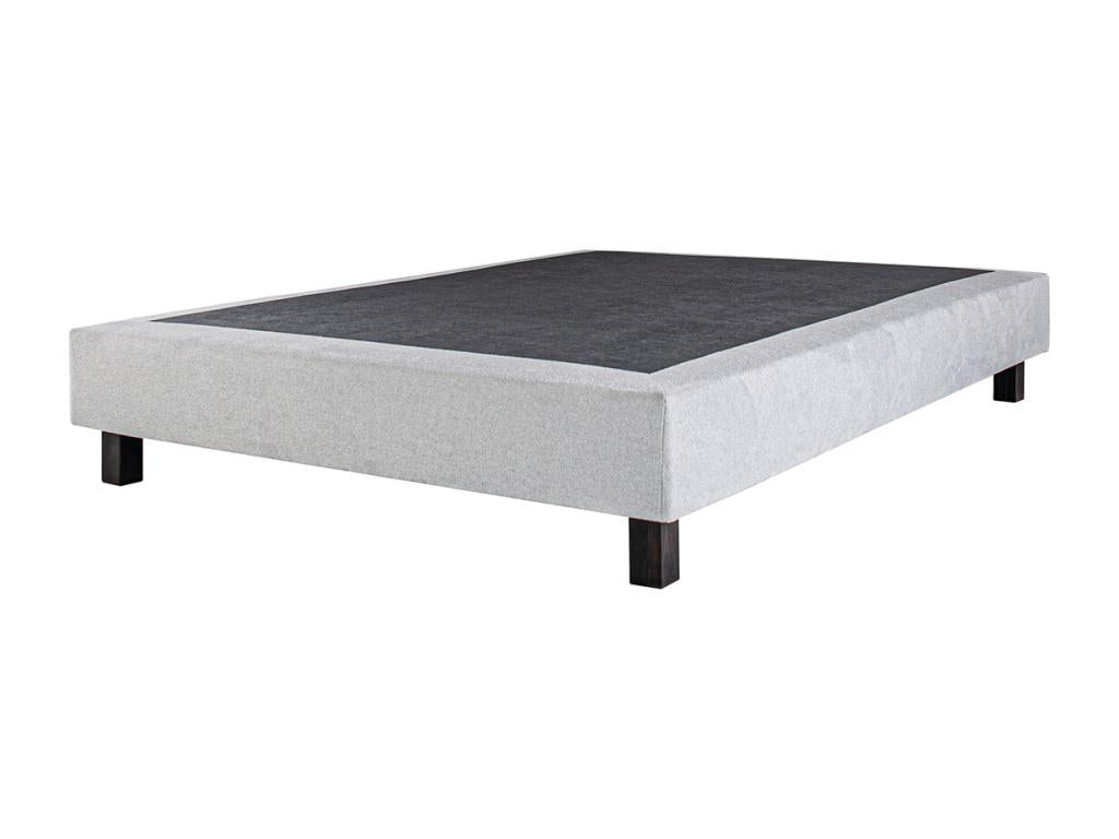 Meubiana bed base with Meubiana upholstered legs in solid wood, grey color - width 140 x length 190 cm