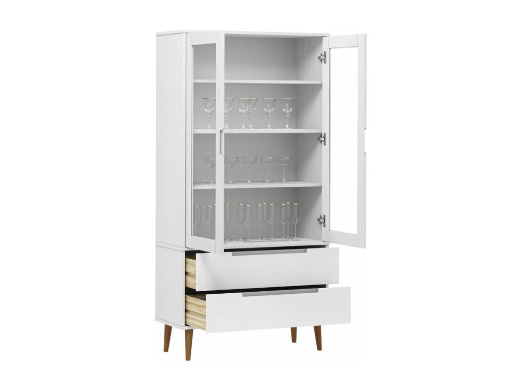 Laviecasa White Display Cabinet 90x35x175 cm Solid Pine Wood QGVA66208