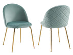 Set of 2 chairs - Velvet and gold stainless steel - Sage green - Laviecasa JAGR99625