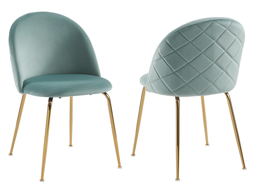 Set of 2 chairs - Velvet and gold stainless steel - Sage green - Laviecasa JAGR99625
