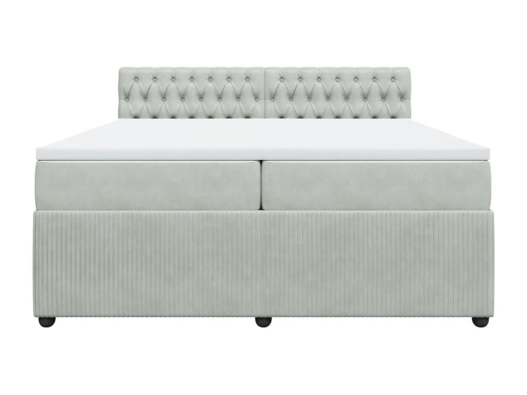 Laviecasa bed base and mattress, light grey, 200x200cm, velvet, TYUD50327