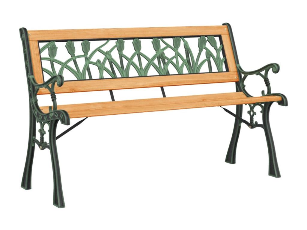 Garden bench 116 cm solid fir wood and steel
