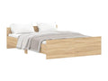 Meubiana oak bed frame with headboard and footboard, 140x190 cm