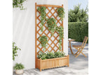 Planter with brown trellis made of solid fir wood TYKL95115