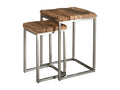 Solid wood and brushed steel side tables, set of 2 OQMB29966