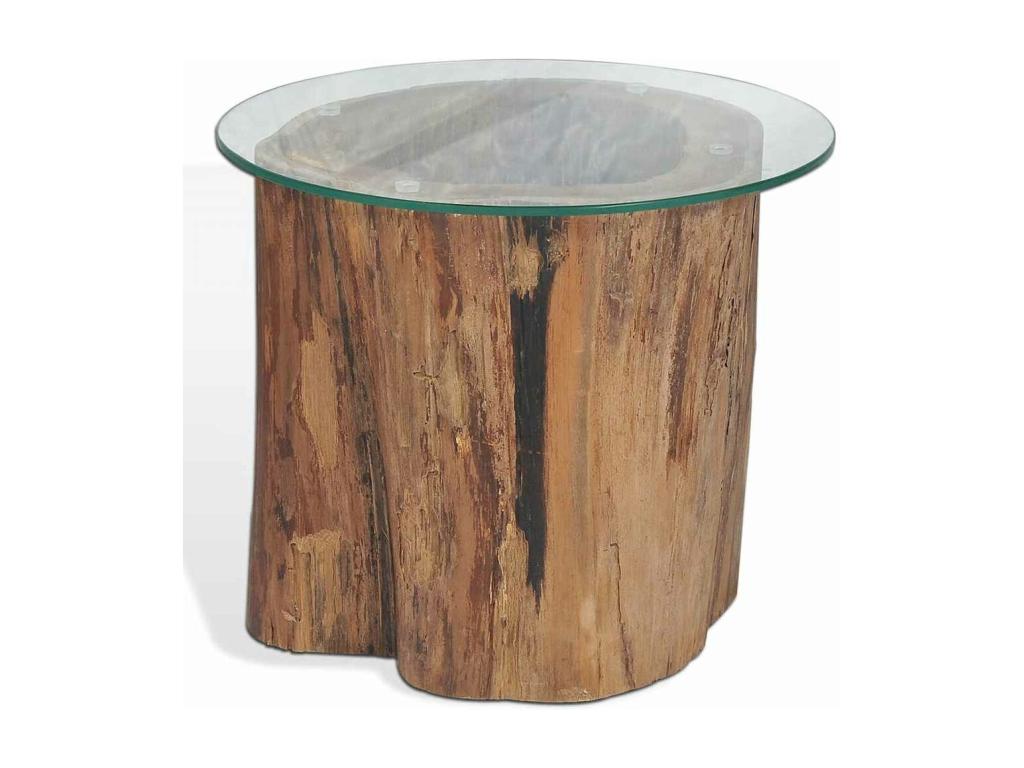 Teak and glass coffee table 50x40 cm NFKR54358