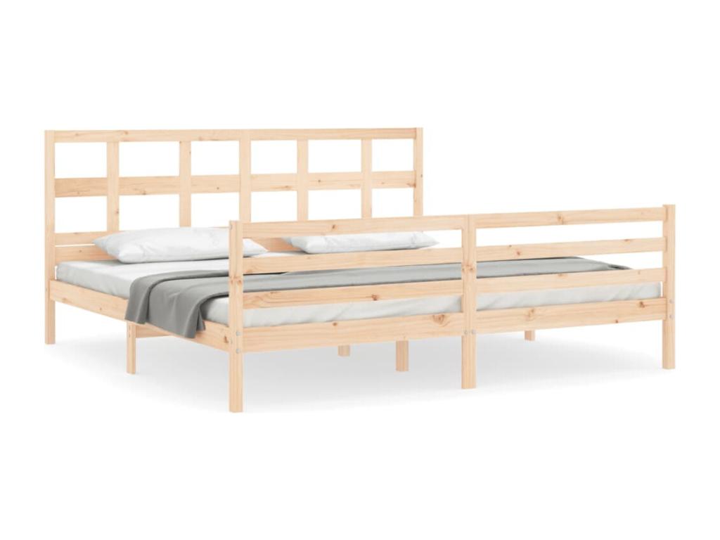 Bed frame with headboard 200x200 cm solid wood