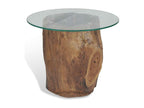 Teak and glass coffee table 50x40 cm NFKR54358