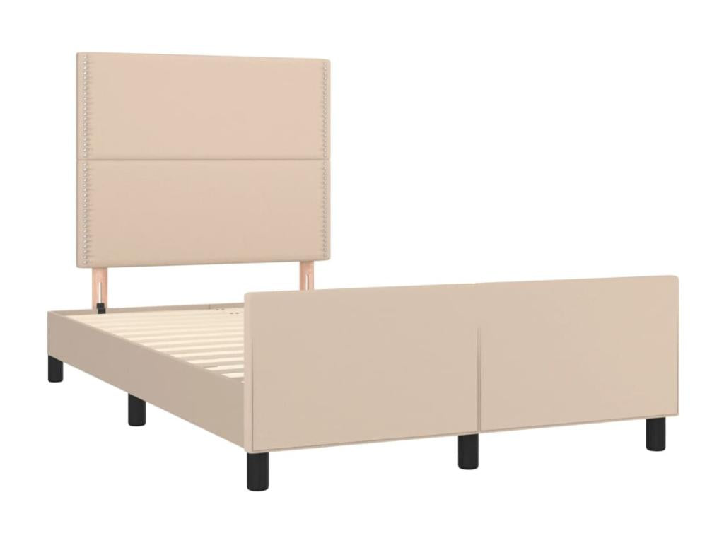 Cappuccino-colored bed frame (120x200 cm) in faux leather (SQFL72400) - without mattress