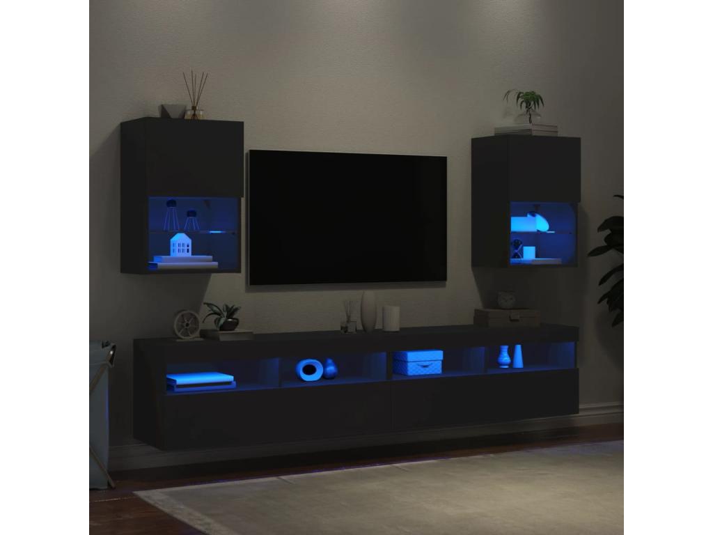 TV stand with Laviecasaères LED 2 pcs black 40.5x30x60 cm KQYF94439