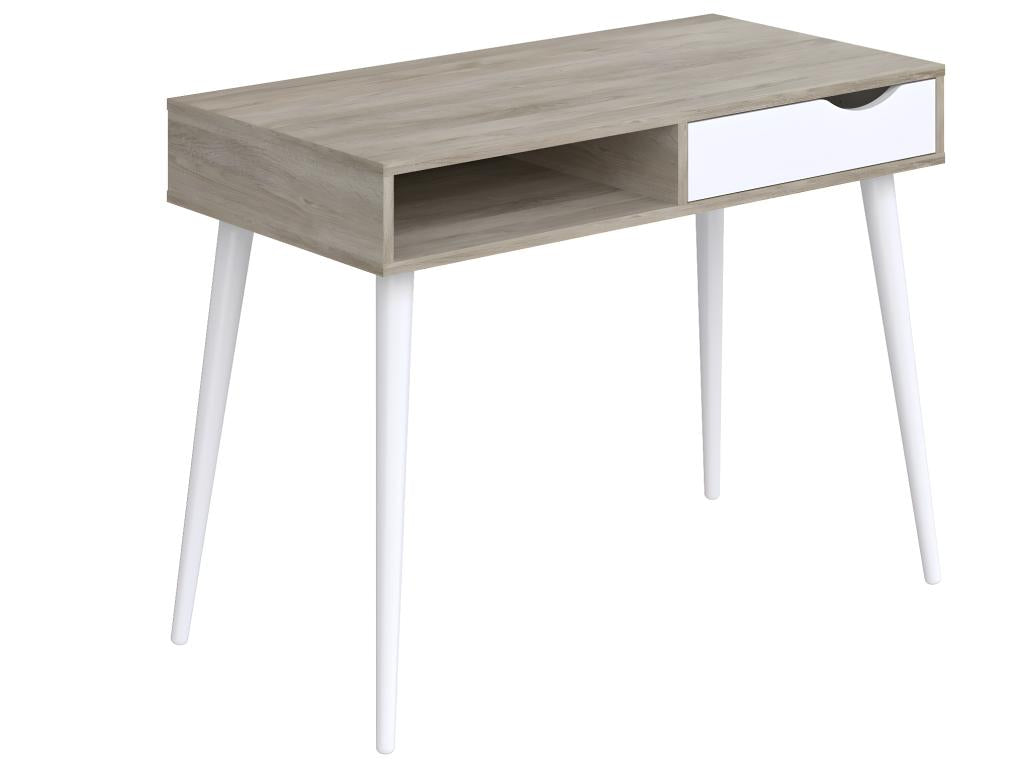 Melamine desk in oak/white effect - Length 100 x Depth 50 x Height 75 cm