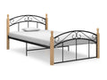 Black bed, metal and solid oak wood, 120x200 cm, 2 SNVX41850
