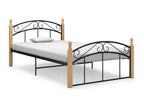 Black bed, metal and solid oak wood, 120x200 cm, 2 SNVX41850