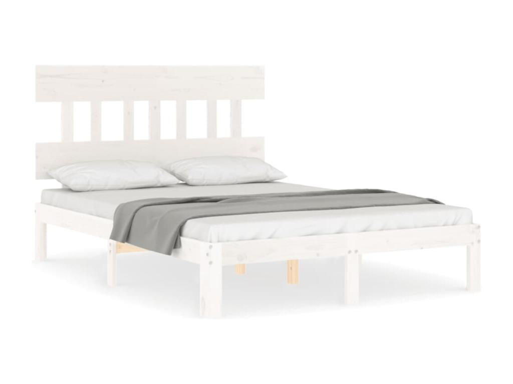 Bed frame without mattress white 140x190 cm solid pine wood YWJJ17329