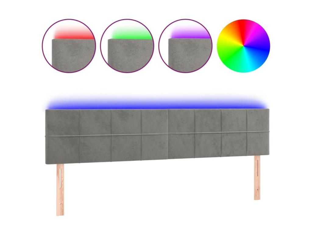 Light Grey LED Headboard 200x5x78/88 cm Velvet
