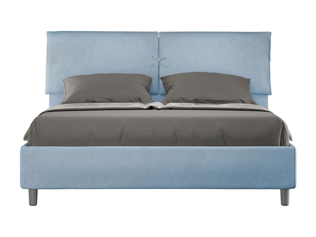 Meubiana 160x190cm Upholstered Storage Bed in Light Blue Microfiber
